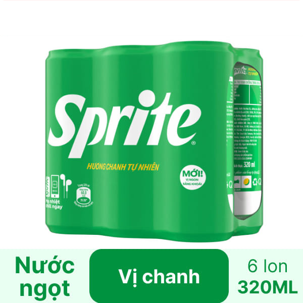Nước ngọt Sprite hương chanh lon 320ml - Hình ảnh 2